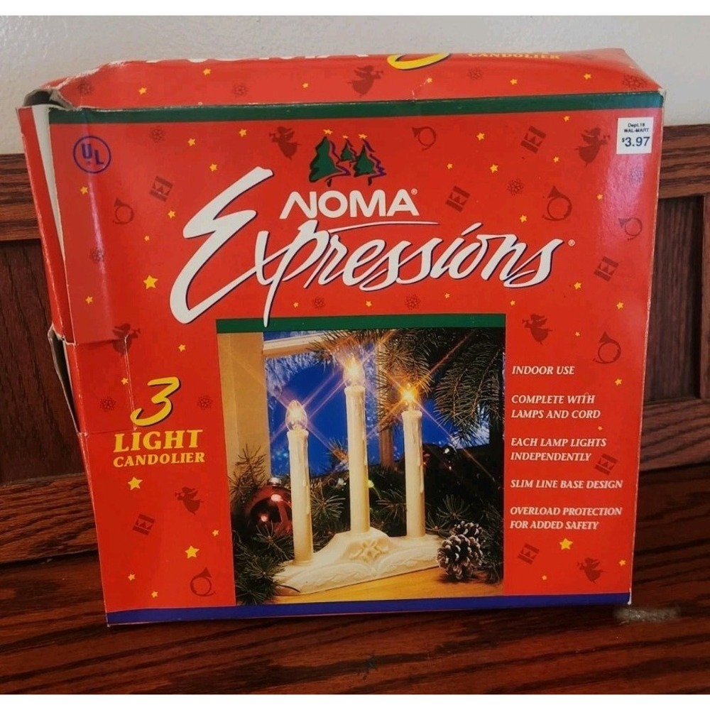 Vintage NOMA Expressions 3-Light Candolier Christmas Window Candelabra‎ w/ Box